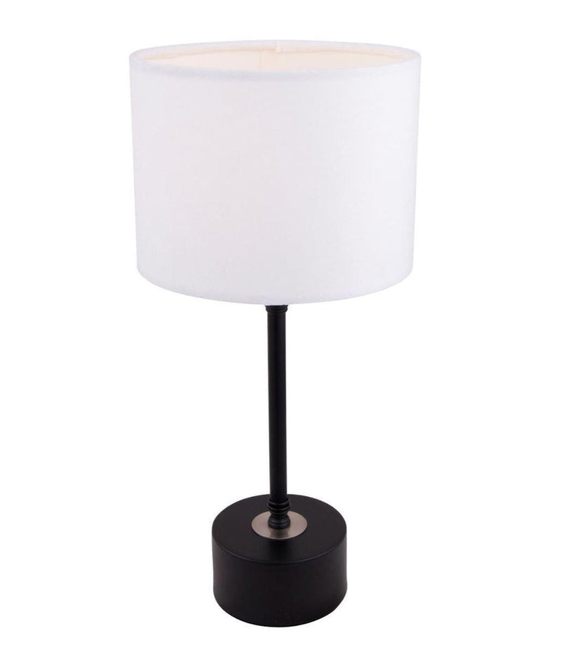 Merida bordlampe med velour lampeskjerm - Svart/Hvit-Bordlamper-Scanlight-169005-Lightup.no