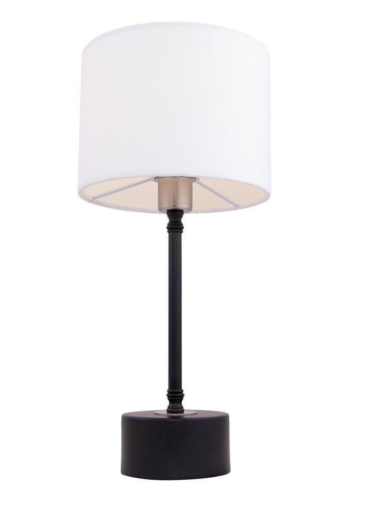 Merida bordlampe med velour lampeskjerm - Svart/Hvit-Bordlamper-Scanlight-169005-Lightup.no
