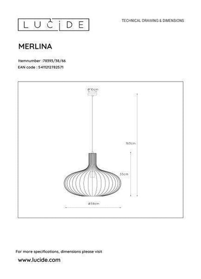 Merlina takpendel 38 cm - Rosa-Takpendler-Lucide-LC78393/38/66-Lightup.no