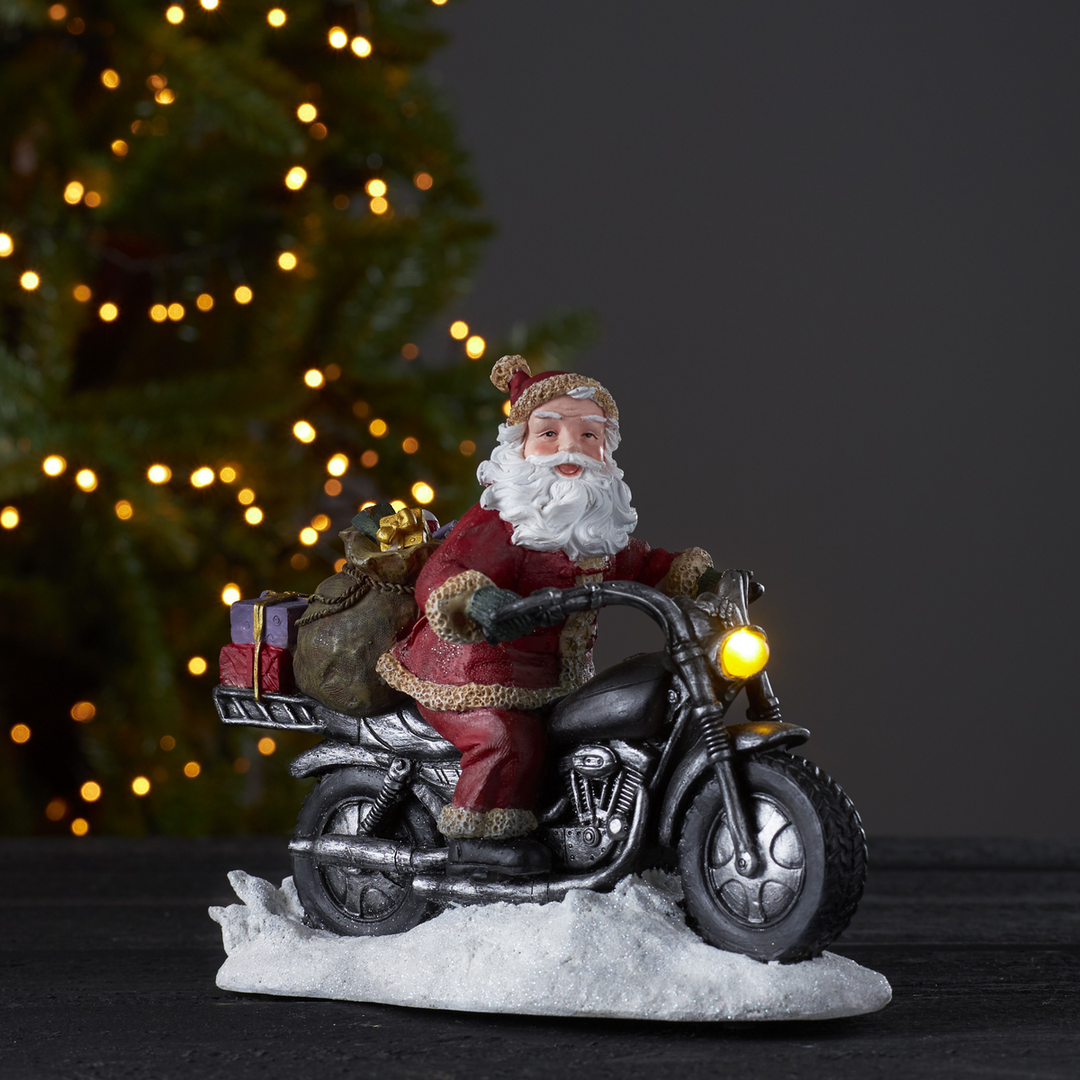 Merryville dekorasjon nisse på motorsykkel-Julebelysning dekor og pynt-Star Trading-992-28-Lightup.no