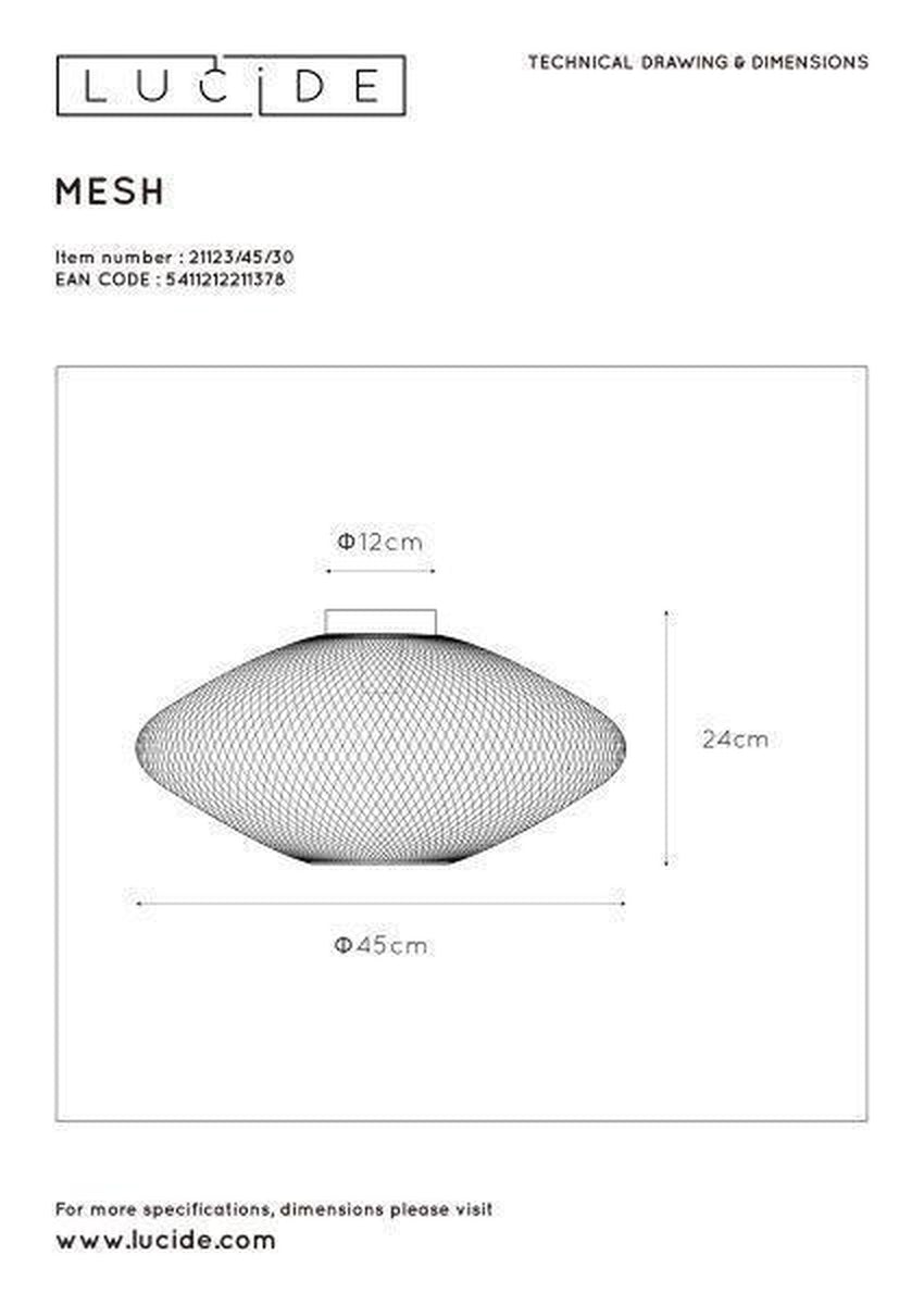 Mesh taklampe 45 cm-Taklamper-Lucide-Messing-LC21123/45/02-Lightup.no