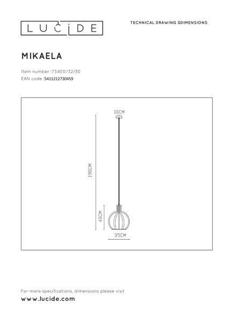 Mikaela takpendel 35 cm - Svart-Takpendler-Lucide-LC73400/32/30-Lightup.no