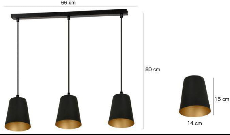 Milga takpendel 3 lys - Svart/Gullfarget-Takpendler-Emibig-415/3-Lightup.no