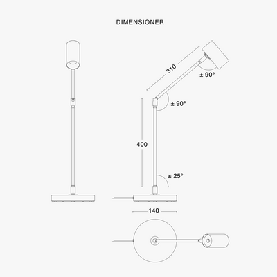 Minipoint bordlampe - Svart-Bordlamper-Örsjö-BX225-15-G-Lightup.no