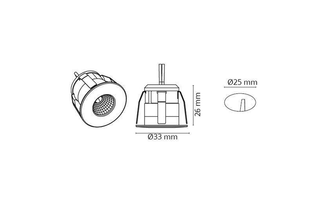 Nano 1W LED minidownlight 3000K Ra>90, matt hvit-Downlight lavtbyggende-Sg Armaturen As-Hvit-3200842-Lightup.no