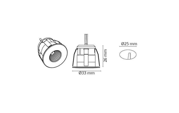 Nano 1W LED minidownlight 3000K Ra>90, matt hvit-Downlight lavtbyggende-Sg Armaturen As-Hvit-3200842-Lightup.no