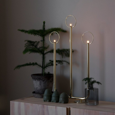 Natale adventsstake 3 lys - Messingfarget-Julebelysning adventsstake-Globen Lighting-615063-Lightup.no