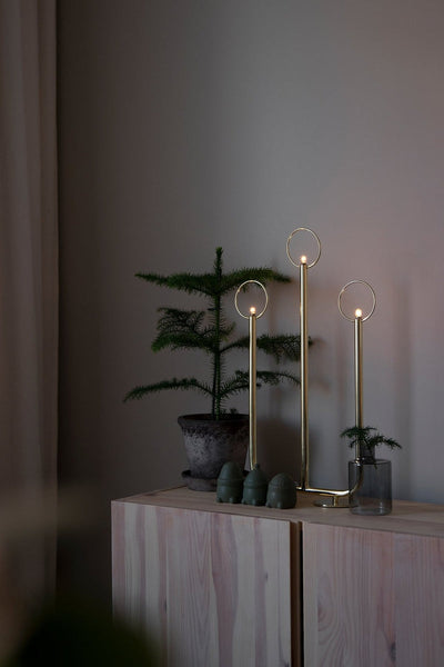 Natale adventsstake 3 lys - Messingfarget-Julebelysning adventsstake-Globen Lighting-615063-Lightup.no
