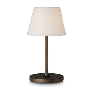 New Northern bordlampe oppladbar utendørs IP44 2W - Hvit/Antikk messingfarget-Bordlamper-Halo Designs-5705639800957-Lightup.no