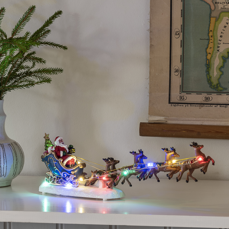 Nisse i slede 35,5 cm - Batteridrevet-Julebelysning dekor og pynt-Konstsmide-4205-000-Lightup.no