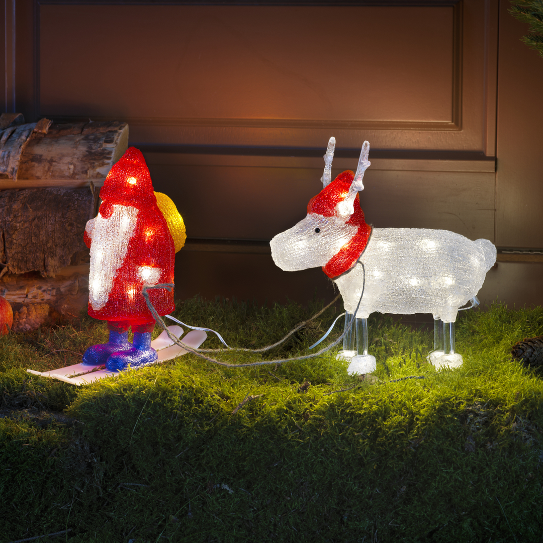 Nisse og reinsdyr med varmhvit LED IP44-Julebelysning dekor og pynt ute-Konstsmide-6239-103-Lightup.no