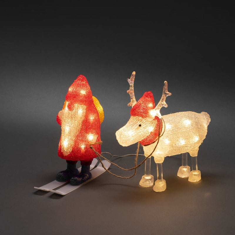 Nisse og reinsdyr med varmhvit LED IP44-Julebelysning dekor og pynt ute-Konstsmide-6239-103-Lightup.no