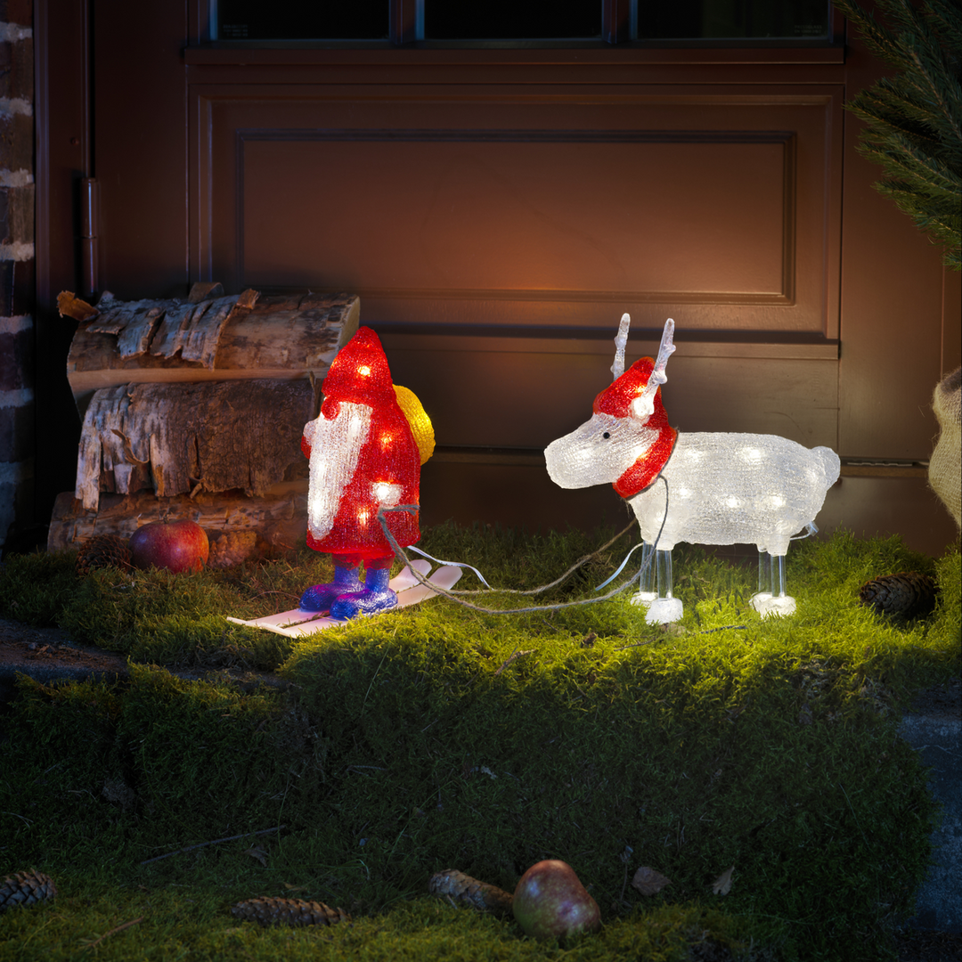 Nisse og reinsdyr med varmhvit LED IP44-Julebelysning dekor og pynt ute-Konstsmide-6239-103-Lightup.no