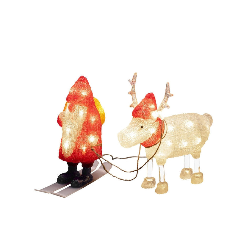 Nisse og reinsdyr med varmhvit LED IP44-Julebelysning dekor og pynt ute-Konstsmide-6239-103-Lightup.no