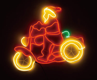 Nisse på motorsykkel i neon - Flerfarget lys-Julebelysning dekor og pynt ute-Scanlight-169430-Lightup.no