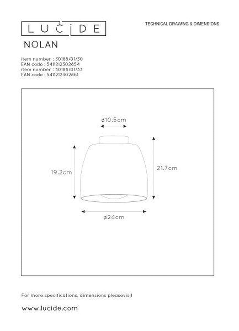 Nolan taklampe 24 cm - Svart-Taklamper-Lucide-LC30188/01/30-Lightup.no