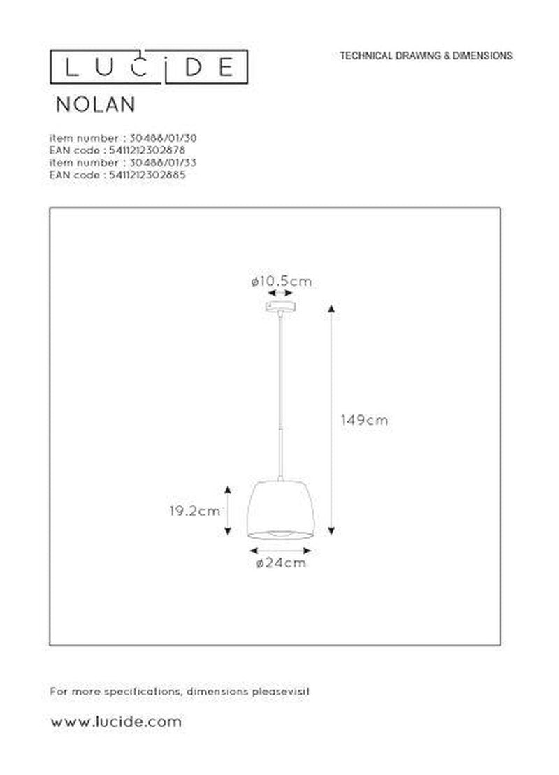 Nolan takpendel 24 cm - Svart-Takpendler-Lucide-LC30488/01/30-Lightup.no