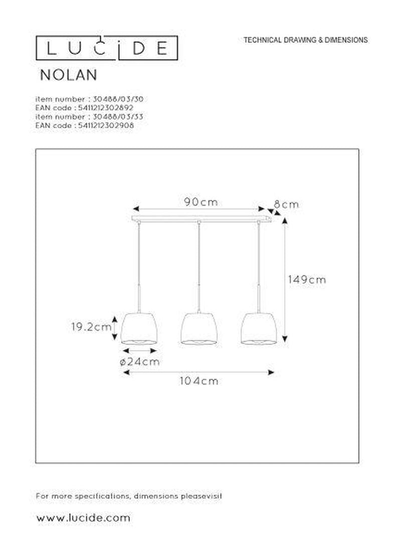 Nolan takpendel 3 lys - Grønn-Takpendler-Lucide-LC30488/03/33-Lightup.no