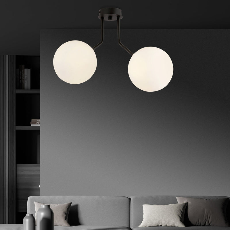 Nova taklampe - Svart/Opal-Taklamper-Emibig-1138/2-Lightup.no