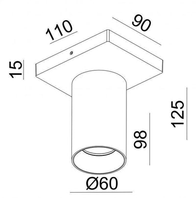 OZ K1 taklampe med 1 spott - hvit/Svart-Taklamper-NorDesign-774490106-Lightup.no