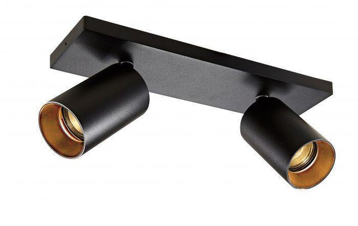 OZ K2 taklampe med 2 spotter - Svart/gull-Taklamper-NorDesign-Svart / Gull-774490205-Lightup.no