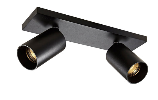 OZ K2 taklampe med 2 spotter og reflektor-Taklamper-NorDesign-Svart-364490005+774490205-Lightup.no