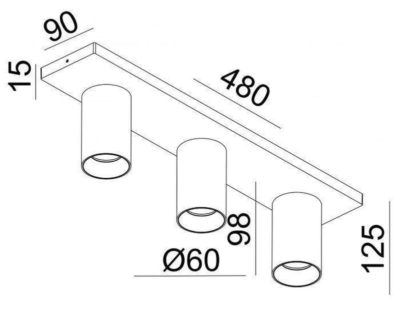 OZ K3 taklampe med 3 spotter - Svart-Taklamper-NorDesign-364490005+774490305-Lightup.no