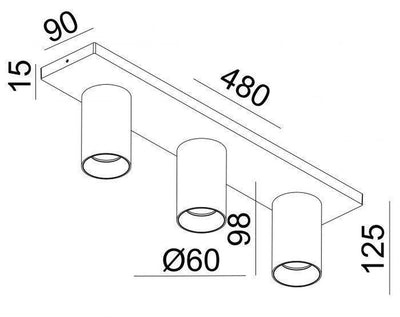 OZ K3 taklampe med 3 spotter - hvit-Taklamper-NorDesign-364490006+774490306-Lightup.no