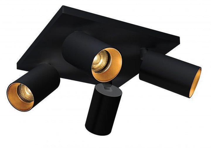 OZ K4 taklampe med 4 spotter-Taklamper-NorDesign-Svart / Gull-774490405-Lightup.no