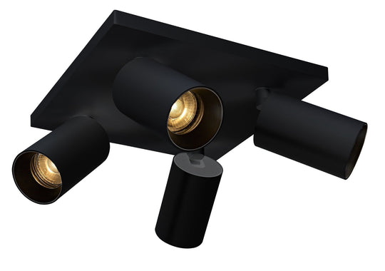 OZ K4 taklampe med 4 spotter og reflektor-Taklamper-NorDesign-Svart-364490005+774490405-Lightup.no