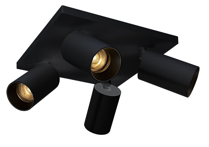 OZ K4 taklampe med 4 spotter og reflektor-Taklamper-NorDesign-Svart-364490005+774490405-Lightup.no
