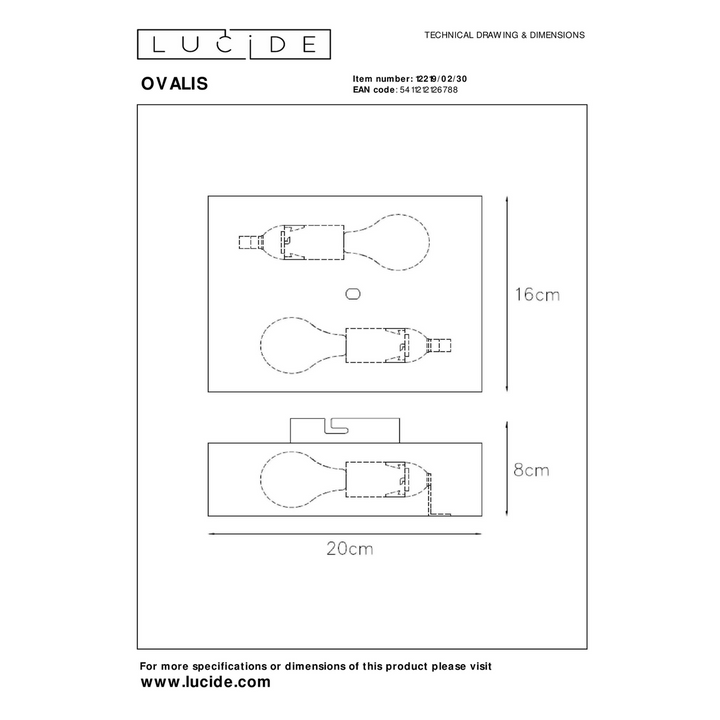 Ovalis vegglampe opp/ned - Svart/hvit-Vegglamper-Lucide-lc12219/02/30-Lightup.no