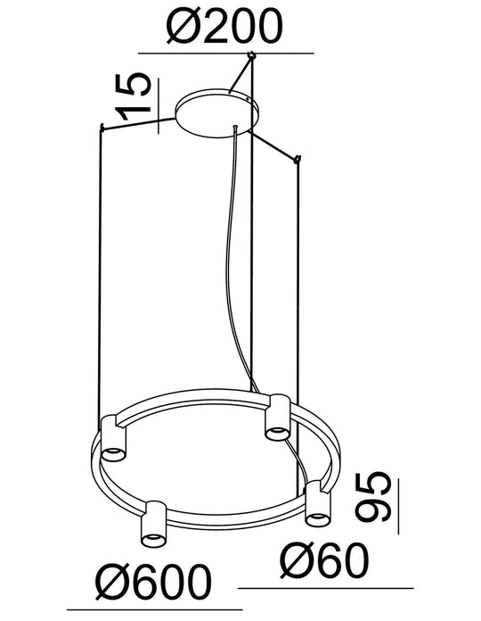 Oz K4 circular takpendel 60 cm - Svart/Gullfarget-Takpendler-NorDesign-Svart / Gull-104490605-Lightup.no