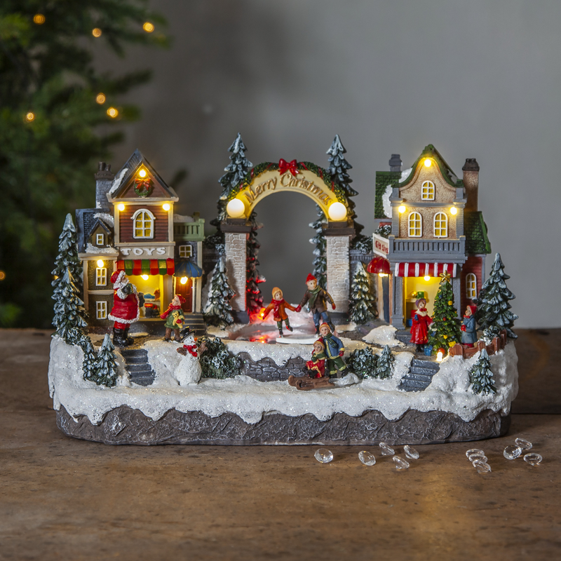 Panorama Iceville barn på skøyter juledekorasjon-Julebelysning dekor og pynt-Star Trading-992-42-Lightup.no