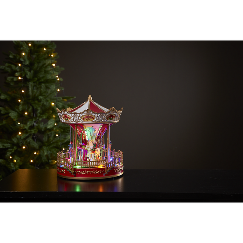 Panorama Largeville karusell spiller julesanger - Batteridrevet-Julebelysning dekor og pynt-Star Trading-992-52-Lightup.no