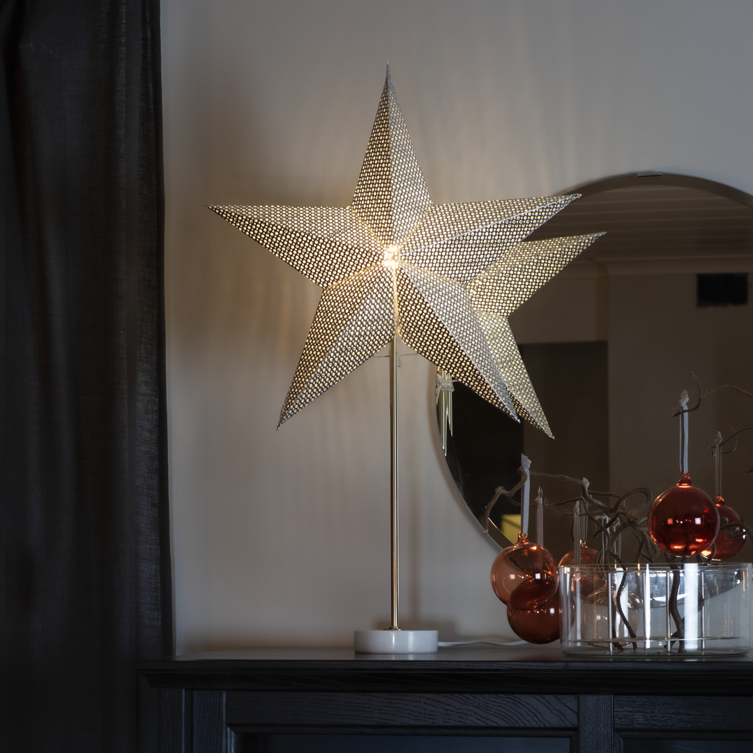 Papirstjerne med marmor-Julebelysning adventstjerne-Konstsmide-Sølv-1760-320-Lightup.no