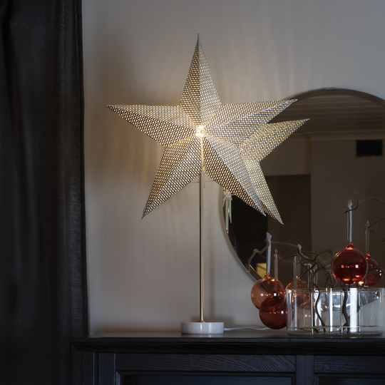 Papirstjerne med marmor-Julebelysning adventstjerne-Konstsmide-Sølv-1760-320-Lightup.no
