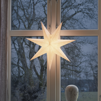 Pappstjerne 60 cm 7 armet - Hvit-Julebelysning adventstjerne-Konstsmide-5921-200-Lightup.no