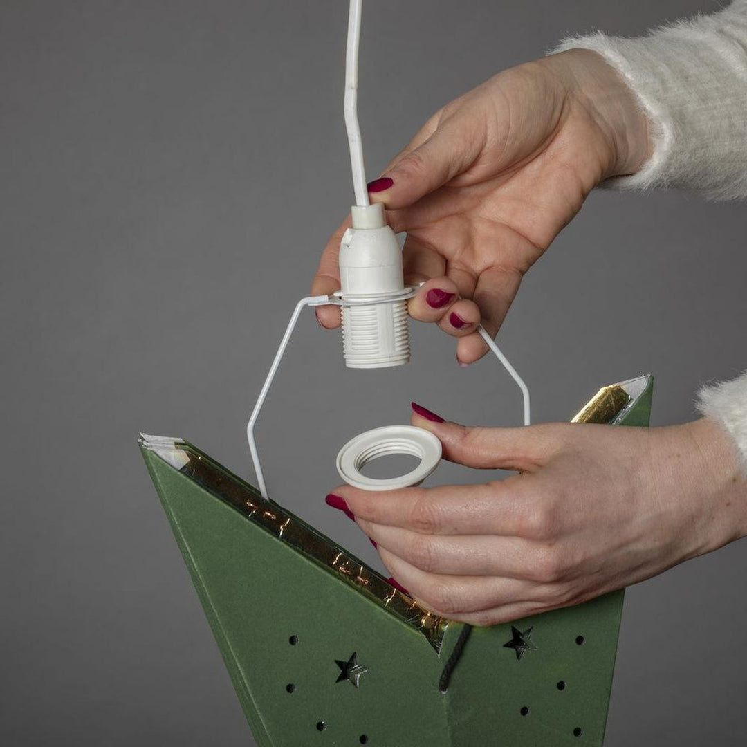 Pappstjerne 60 cm - Grønn fløyel/Gull innside-Julebelysning adventstjerne-Konstsmide-5950-900-Lightup.no