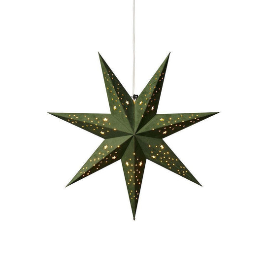 Pappstjerne 60 cm - Grønn fløyel/Gull innside-Julebelysning adventstjerne-Konstsmide-5950-900-Lightup.no
