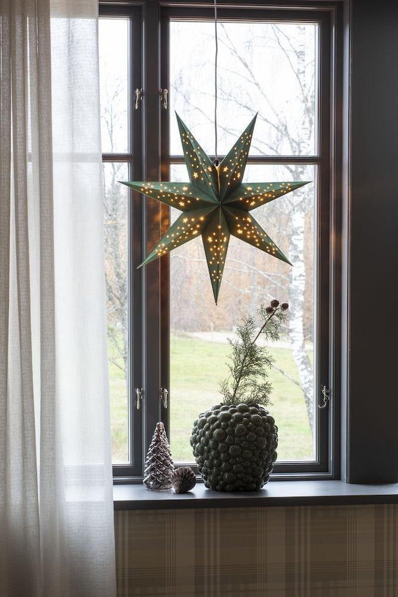 Pappstjerne 60 cm - Grønn fløyel/Gull innside-Julebelysning adventstjerne-Konstsmide-5950-900-Lightup.no