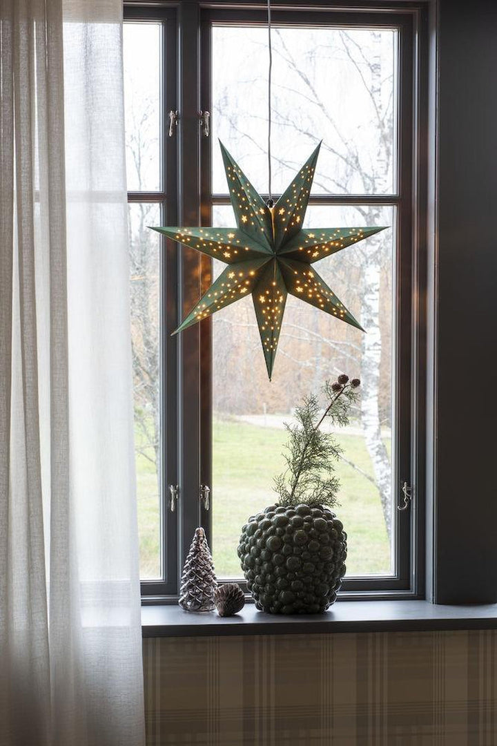 Pappstjerne 60 cm - Grønn fløyel/Gull innside-Julebelysning adventstjerne-Konstsmide-5950-900-Lightup.no