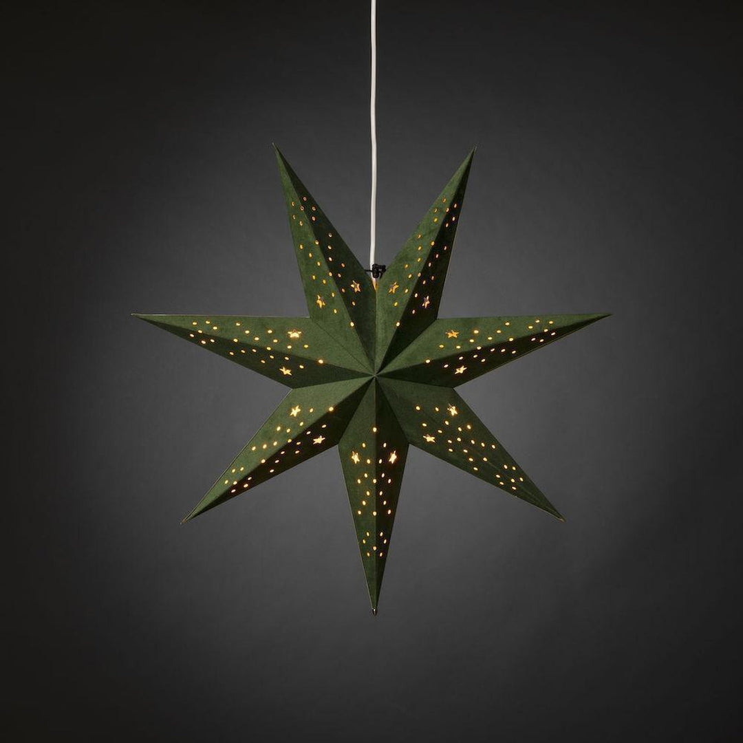 Pappstjerne 60 cm - Grønn fløyel/Gull innside-Julebelysning adventstjerne-Konstsmide-5950-900-Lightup.no