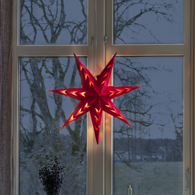 Pappstjerne 60 cm - Rød fløyel/Gull innside-Julebelysning adventstjerne-Konstsmide-5952-550-Lightup.no