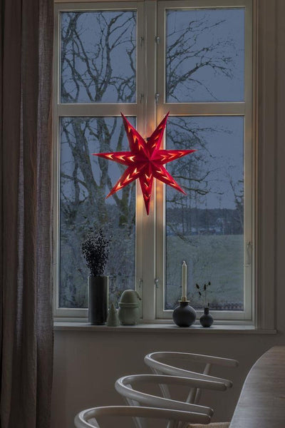Pappstjerne 60 cm - Rød fløyel/Gull innside-Julebelysning adventstjerne-Konstsmide-5952-550-Lightup.no
