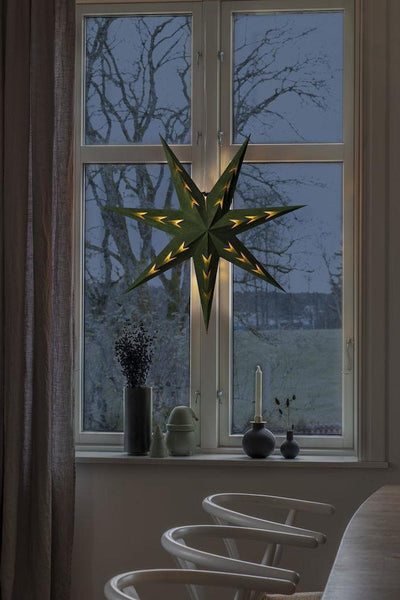 Pappstjerne 78 cm - Grønn fløyel/Gull innside-Julebelysning adventstjerne-Konstsmide-5953-900-Lightup.no