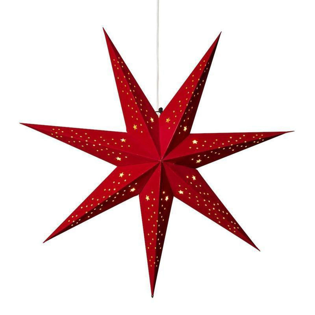 Pappstjerne 78 cm - Rød fløyel/Gull innside-Julebelysning adventstjerne-Konstsmide-Rød-5951-550-Lightup.no
