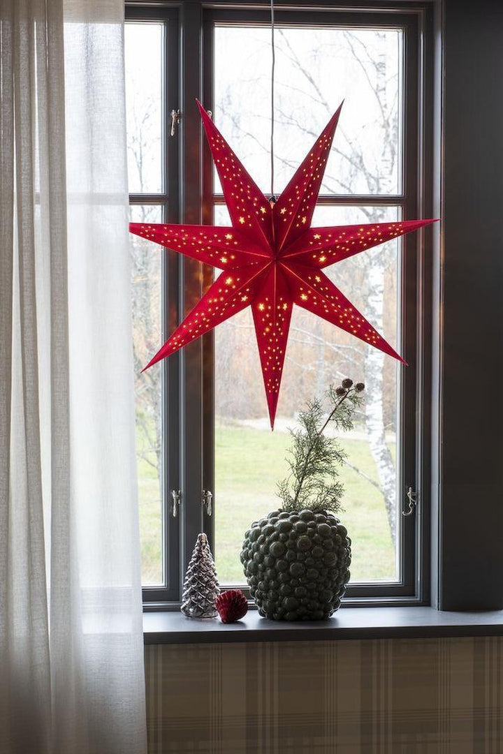 Pappstjerne 78 cm - Rød fløyel/Gull innside-Julebelysning adventstjerne-Konstsmide-Rød-5951-550-Lightup.no