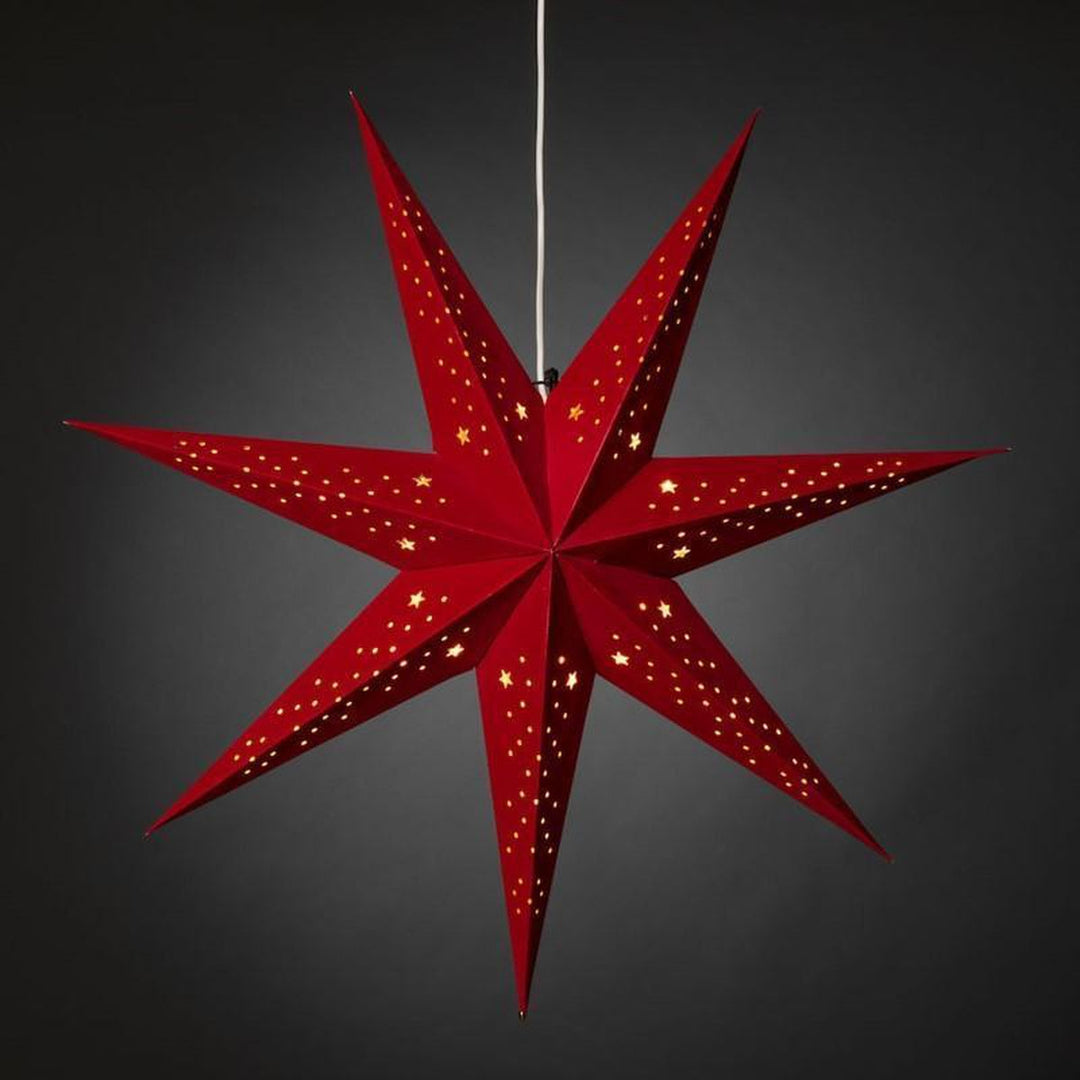 Pappstjerne 78 cm - Rød fløyel/Gull innside-Julebelysning adventstjerne-Konstsmide-Rød-5951-550-Lightup.no
