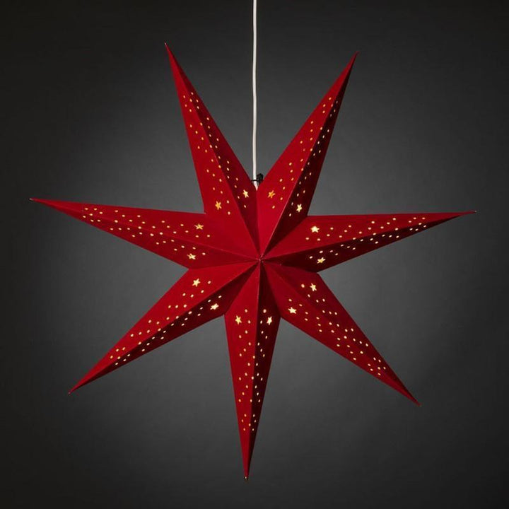 Pappstjerne 78 cm - Rød fløyel/Gull innside-Julebelysning adventstjerne-Konstsmide-Rød-5951-550-Lightup.no